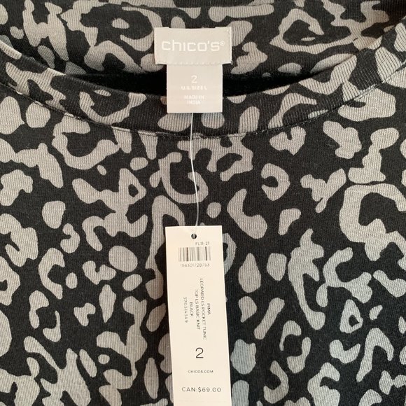 NWT Chico's Leopard Print with Side Slit Pockets Tunic - Size 2 / XL - Picture 3 of 7